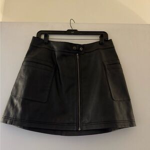 Black Leather Mini Skirt Free People